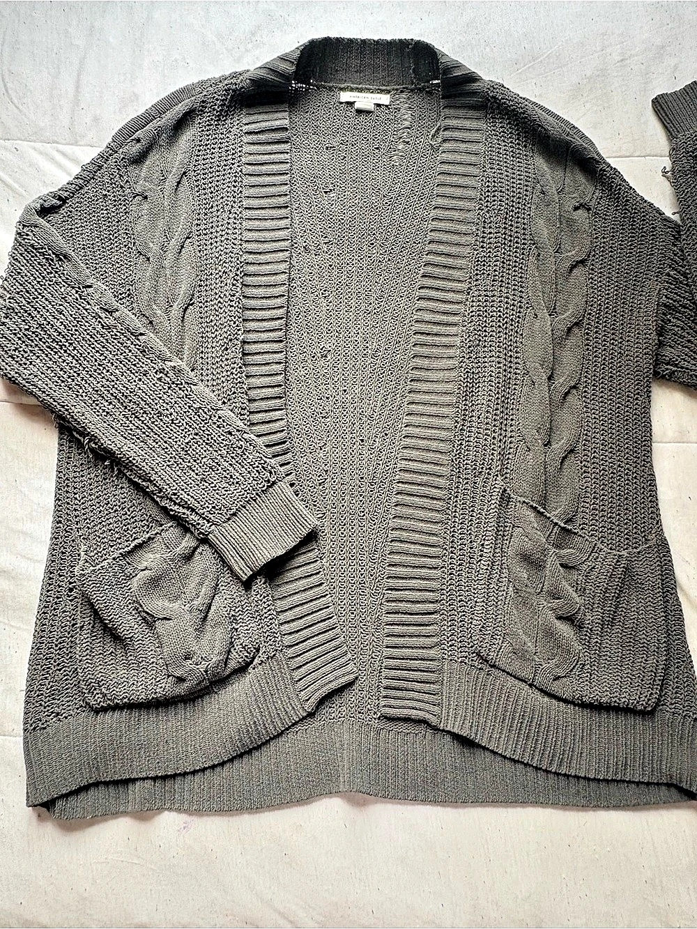 American Eagle AE Open-Front Cable Cardigan Sage Green Size XS/S